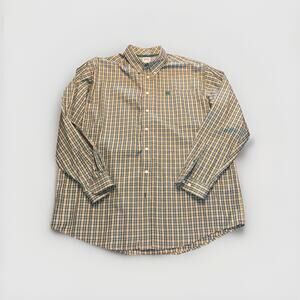 Cinch Button Shirt Mens XL Green Plaid Short Sleeve Western Cowboy Rodeo Logo